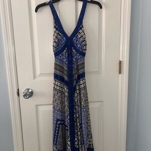 INC International Concepts Blue and Black Geometric Maxi Dress